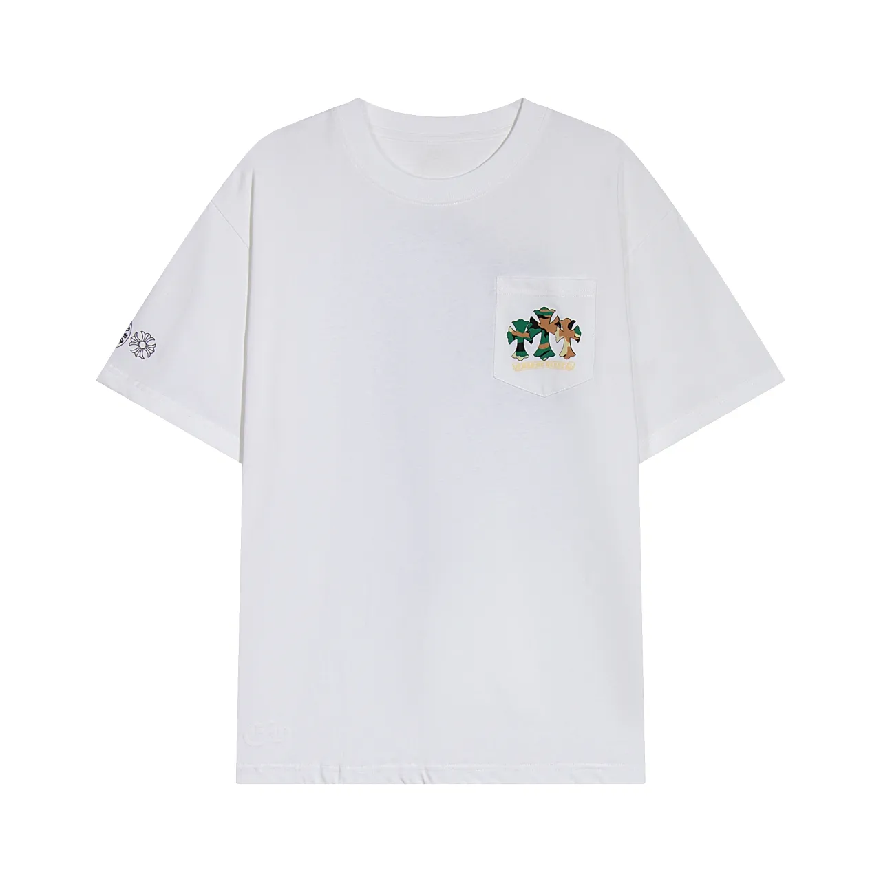 P150 Chrome Hearts Chrome Hearts Sanskrit Horseshoe Camouflage Print Short Sleeve Size: SMLXL Color: Black White
